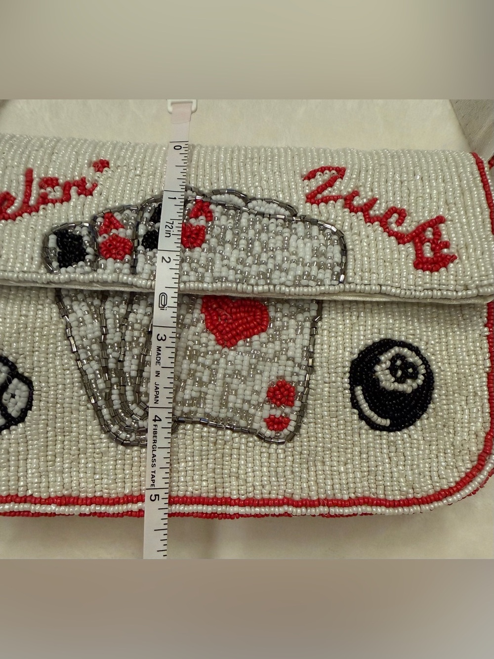 Sol & Mer hand Beaded 'Feelin' Lucky' cards White&Red purses NWT TIK TOK Viral - Picture 5 of 8